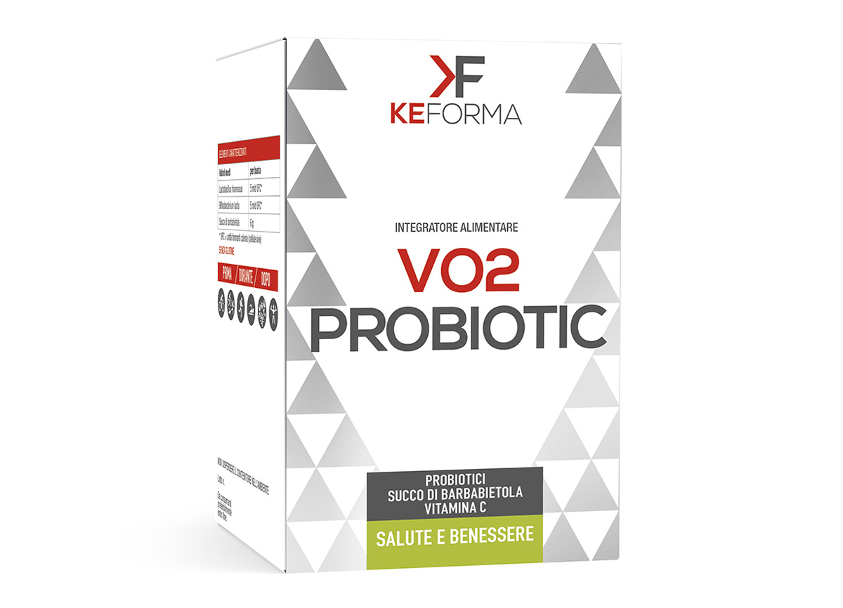 Una confezione di integratore alimentare VO2 Probiotic